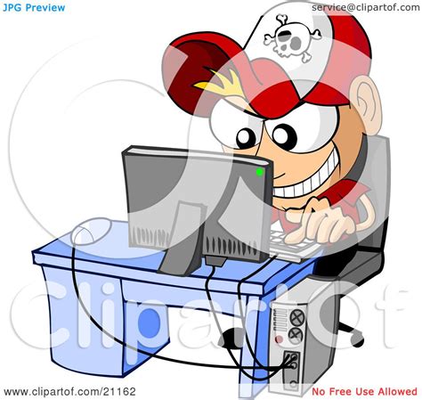 Clipart Illustration Of An Evil Caucasian Boy Hacking Into
