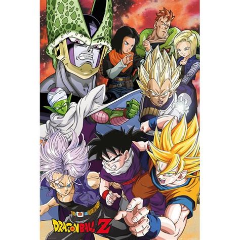 Sangoku riding dragon shenron from dragon ball, flying in the air looking for ball. Poster Dragon Ball Z Cell Saga - Achat / Vente affiche ...