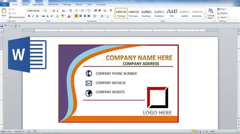 Ms Word Business Card Template
