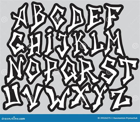 Graffiti Font Alphabet Different Letters Vector Stock Vector Image