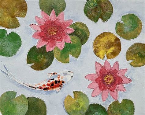 Koi Fish And Water Lilies Painting By Amita Dand Saatchi Art