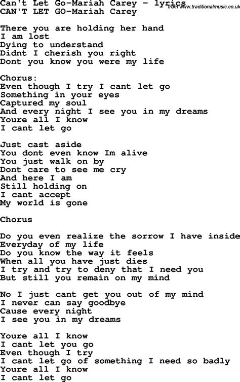 Love Song Lyrics For Can T Let Go Mariah Carey