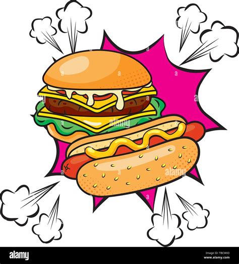 Hamburger And Hot Dog Vector Sketch Stock Vector Art