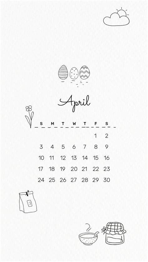 Cute 2022 April Calendar Template Editable Monthly Planner Phone