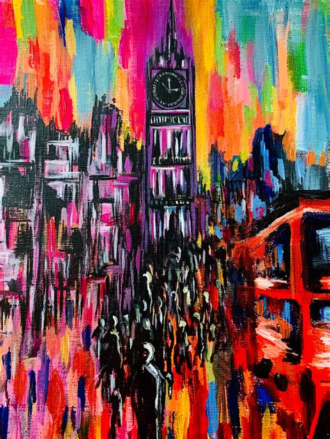 London Cityscape Abstract Acrylic Painting Etsy