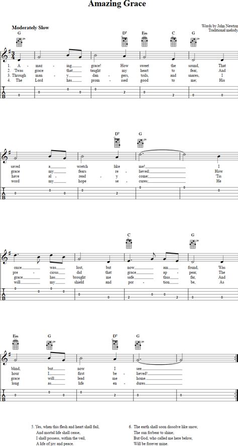 Amazing Grace Banjo Tab Ukulele Ukulele Songs Sheet Music Mandolin
