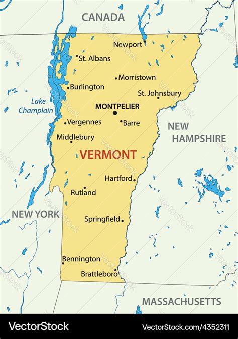 Vermont Map Royalty Free Vector Image Vectorstock