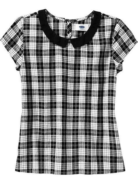 Old Navy Girls Collared Plaid Tops Black Plaid Mybuzz