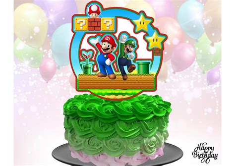Printable Super Mario Cake Topper Personalized Super Mario Etsy
