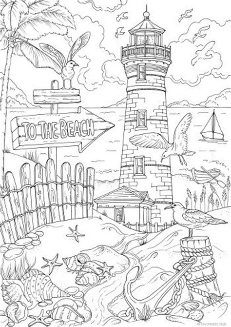 beach printable adult coloring page  favoreads etsy