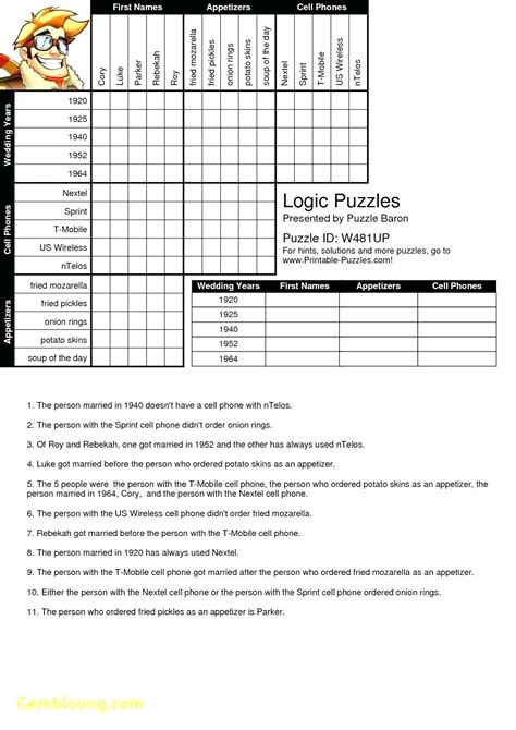 Logic Puzzles Answers Puzzle Baron Answer Section For Checking Your