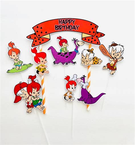 The Pebbles And Bamm Bamm Themed Cake Topper Handmade Products