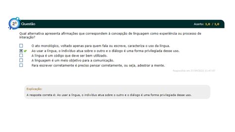 Qual Alternativa Apresenta Afirmações Que Correspondem A Concepção De Linguagem