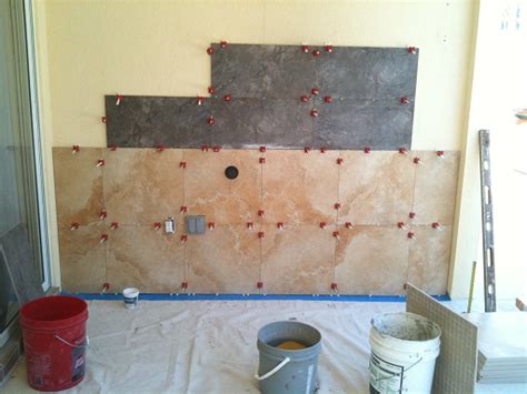 Once that lining is in place, you can start tiling. Ceramictec - Large Format Porcelain Tile Lanai Grill Wall ...