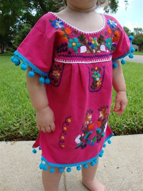 Free Shipping Hand Embroidered Pom Pom Puebla Girl Mexican Etsy