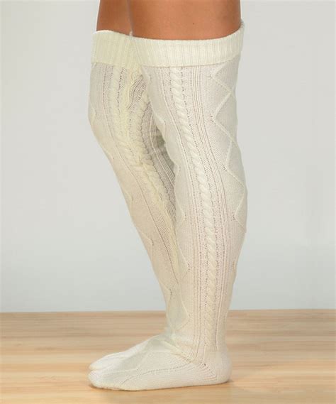 ivory cable knit over the knee socks zulily over the knee socks cable knit socks over the knee