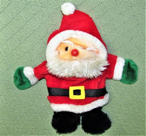 Vintage Santa Hand Puppet Stuffed Animal Moving Mouth 13 Christmas