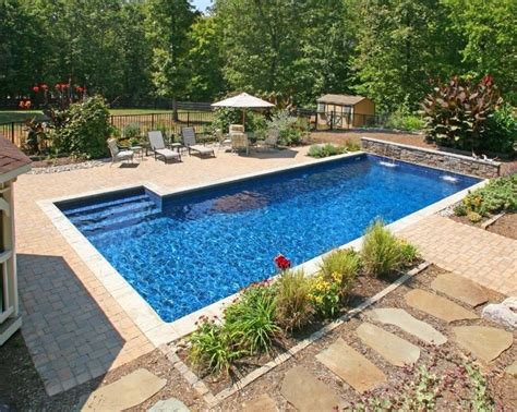 Vinyl liner and concrete pool shapes can be customized; Backyard Inground Pool Designs Rectangle Pools Photo ...