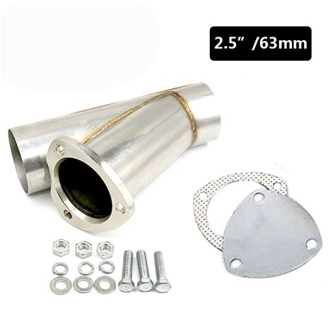 25 Inch 63mm Stainless Steel Exhaust Y Pipe Cutout With Stainless Cap