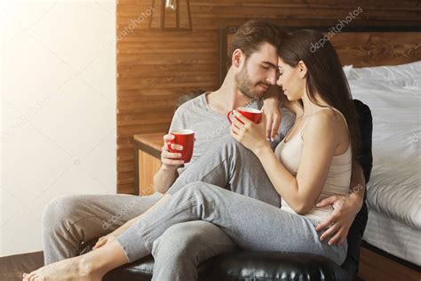 Happy Loving Couple In Bedroom In The Morning — Stock Photo © Milkos