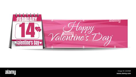 Valentines Day Calendar 14th February Vector Illustration Stock