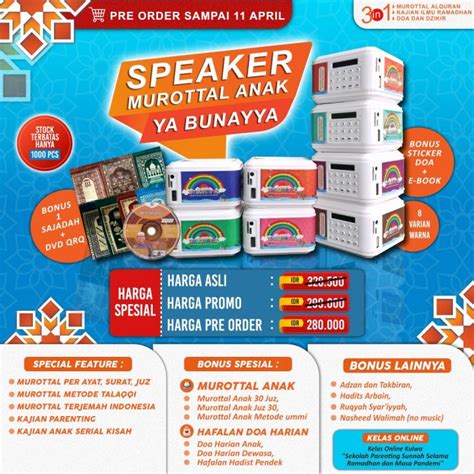 Speaker Anak Muslim Ya Bunayya Murottal Al-Quran Kajian Anak Hafalan