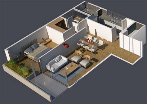 Plano Moderno De 1 Habitación En 3d Parametric Architecture