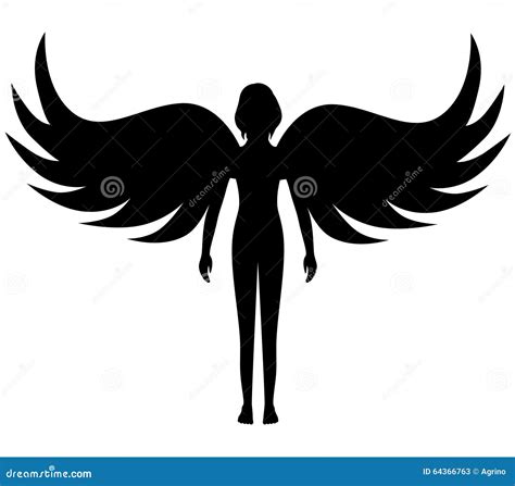 Silhouette Angel Stock Vector Image 64366763