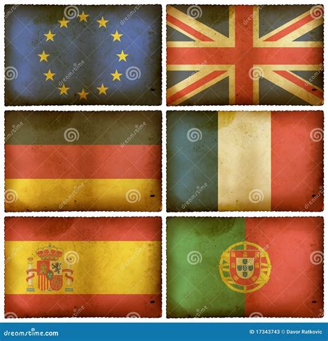 Vintage Flags Set Europe Stock Illustration Illustration Of Paper