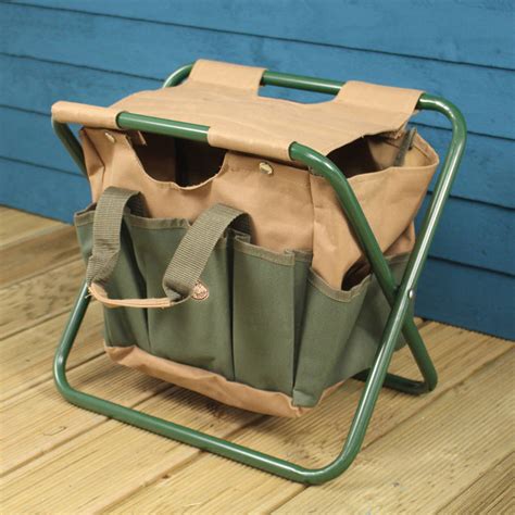 Same day delivery 7 days a week £3.95, or fast store collection. garden tool storage stool / canvas green and brown by ...