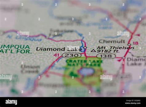 Diamond Lake Oregon Usa Shown On A Geography Map Or Road Map Stock