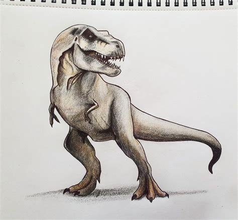 T Rex Drawing Jurassic Park T Rex Drawing Drawings Color Pencil