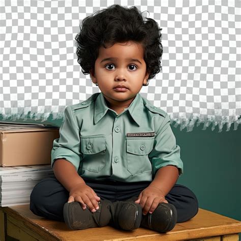 Premium Psd Proudly Representing A West Asian Postal Worker Preschooler With Kinky Hair Poses