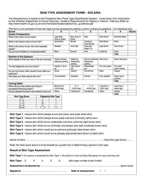 Printable Skin Assessment Form Printable Form Templates And Letter