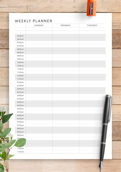 Printable Hourly Weekly Planner