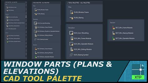 Tool Palette Cad Dynamic Blocks For Autocad Window Parts Plan