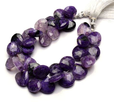 Natural Gemstone Russian Purple Charoite Beads 15mm Faceted Heart Briolettes 8 Ebay