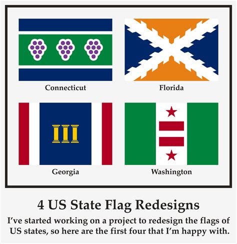 Four Us State Flag Redesigns Connecticut Florida Georgia Washington