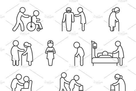 Disability Person Set Pre Designed Illustrator Graphics Creative Market