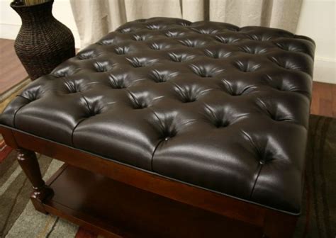 A red ottoman could be an excellent choice for you. Unique and Creative! Tufted Leather Ottoman Coffee Table ...