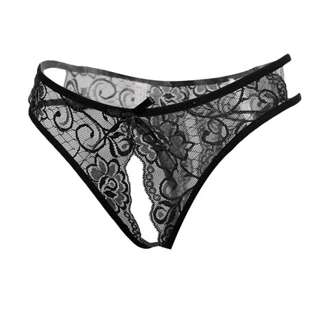 Buy Womens Sexy Floral Lace Thong Underwear Crotchless Panties Lingerie