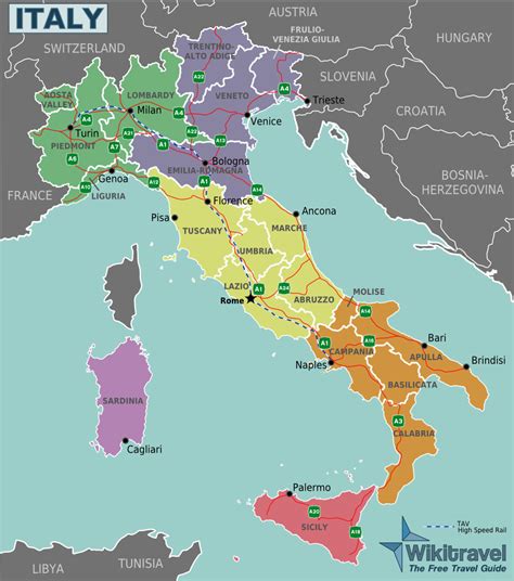 Click on the image to increase! Map of Italy (Regions) : Worldofmaps.net - online Maps and ...
