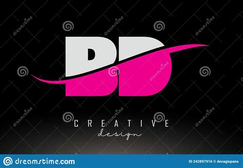 bd b d white and pink letter logo with swoosh stock vector illustration of icon logotype