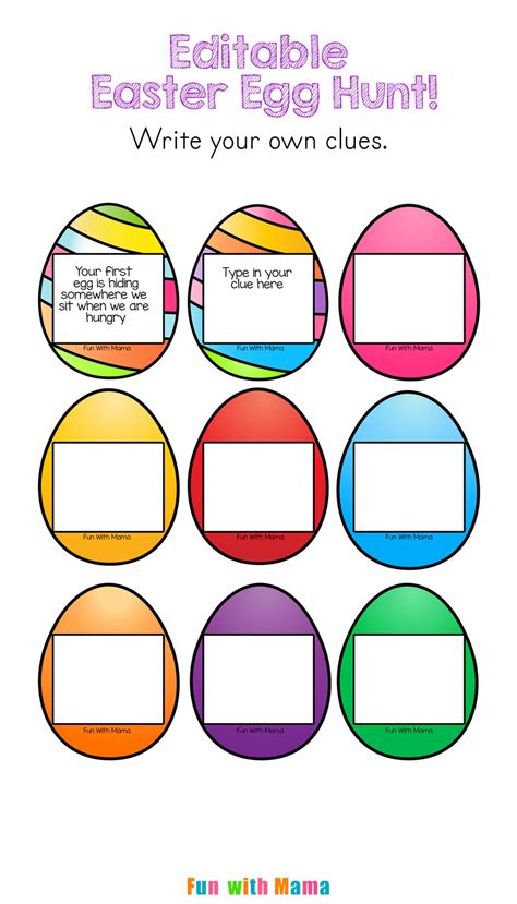 Alternatively, you can use common easter basket items to make an easter egg scavenger hunt with clues. Editable Easter Egg Scavenger Hunt - Fun with Mama