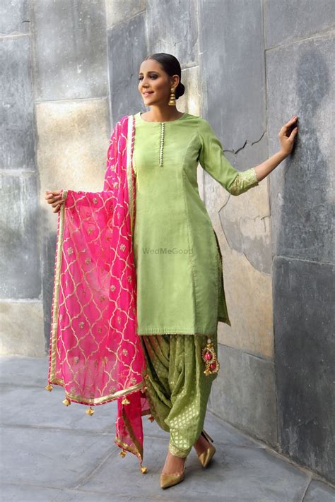 Light Green Patiala Suit With Hot Pink Dupatta Dress Indian Style Indian Fashion Dresses Pink