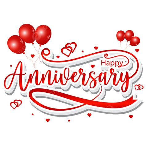 Happy Anniversary Lettering Red Beautiful Typography Balloon