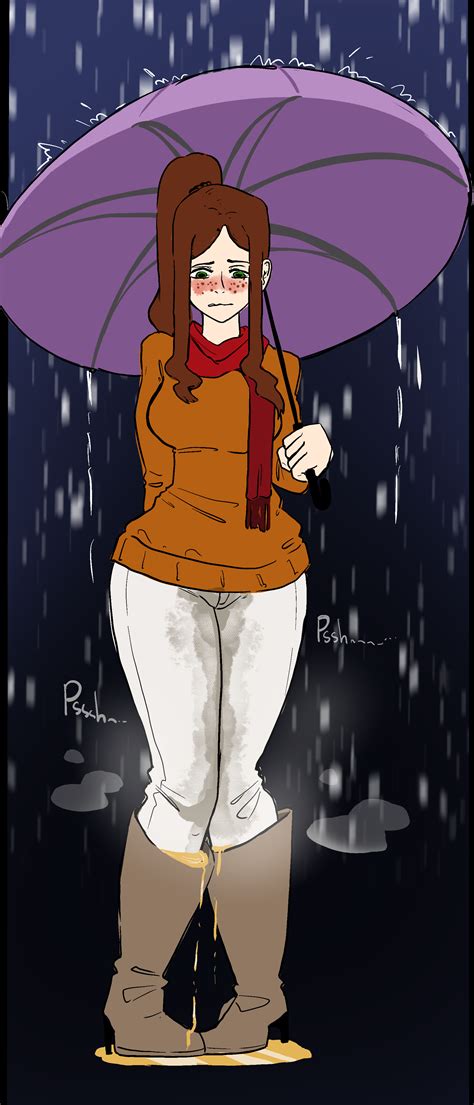 (OC) Sarai Wetting in the Rain - Omorashi Artwork - Omorashi