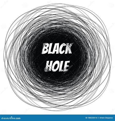 Supermassive Black Hole Hand Drawn Ink Line Circles Stock Vector