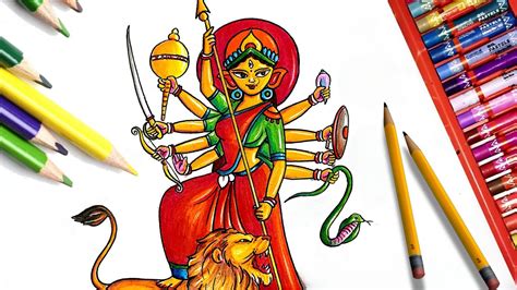 How To Draw Durga Maa Step By Step Easy Durga Maa Drawing Draw Step