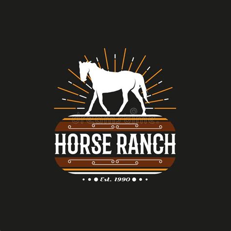 Retro Vintage Silhouette Horse Ranch Logo Design Countryside Western